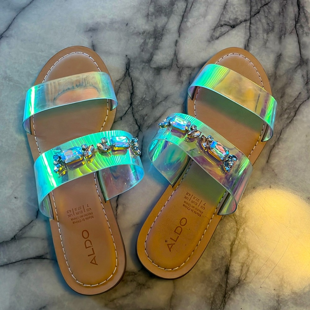 Aldo Iridescent Rhinestone sandal women’s 7